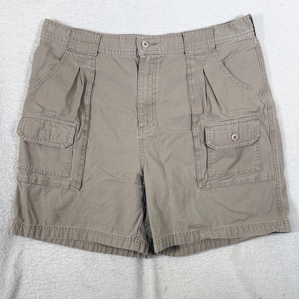 Cabela's 7-Pocket Hiker Shorts Mens 36 Tan Cotton Canvas Cargo Outdoor Utility